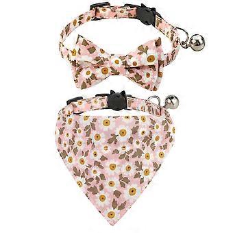2 piezas Sets Cat Collar Bandana Bells Set,Cat Collar Breakaway con linda pajarita y campana,Accesorios para collares de mascotas