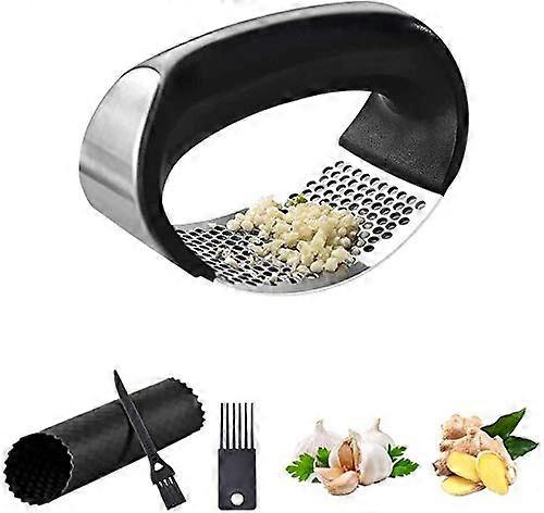 4 pieces garlic press for pressing ginger and garlic easy-to-use and clean