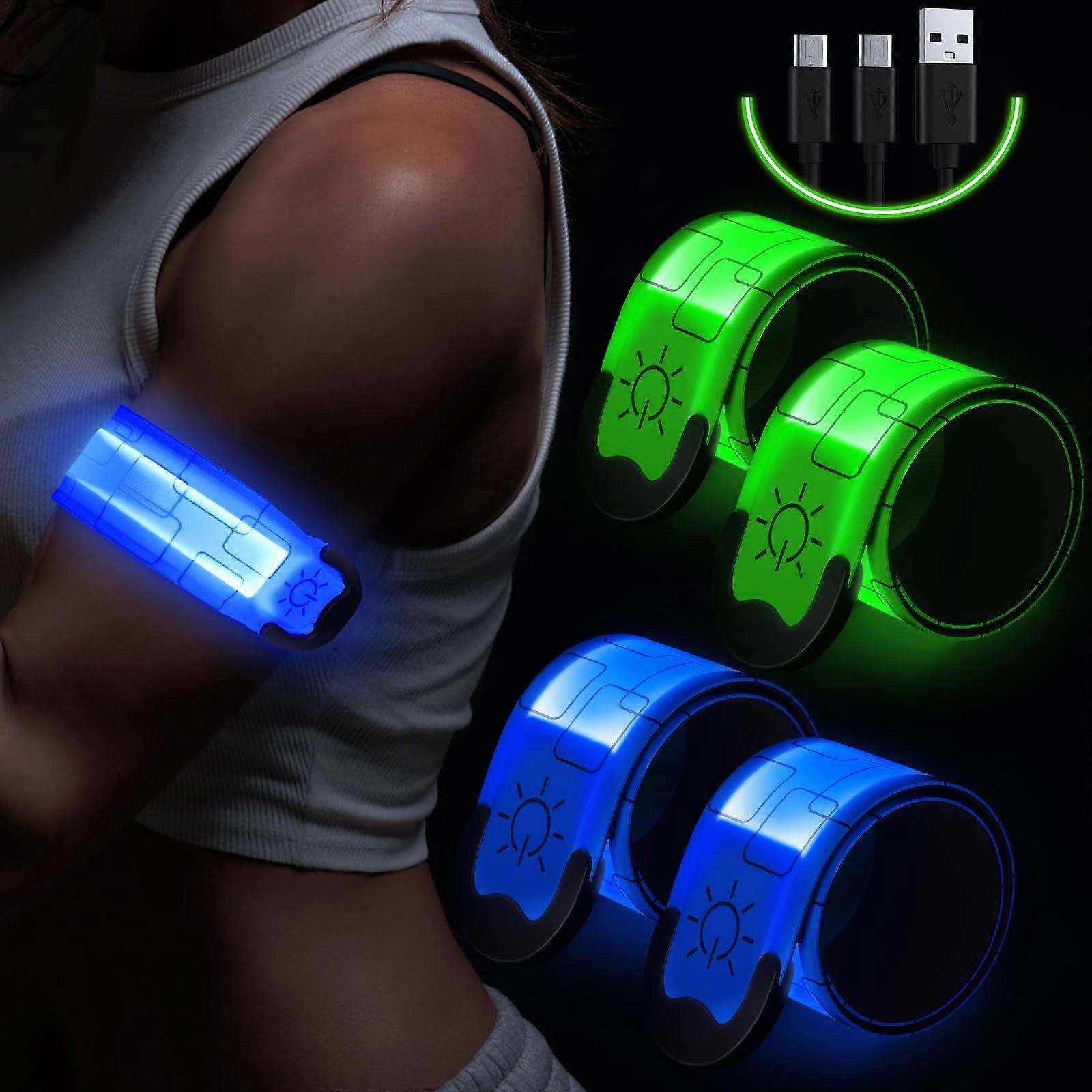 Reflective LED Armband Rechargeable for Running(4 Pack), Running Lights for Runners