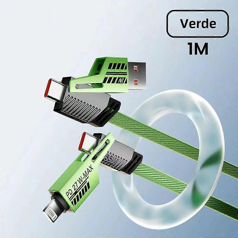 65W/27W 4 in 1 Fast Charging Cable Wick for iPhone 15 Samsung Xiaomi Type C Multifunctional USB Data and Charging Cable