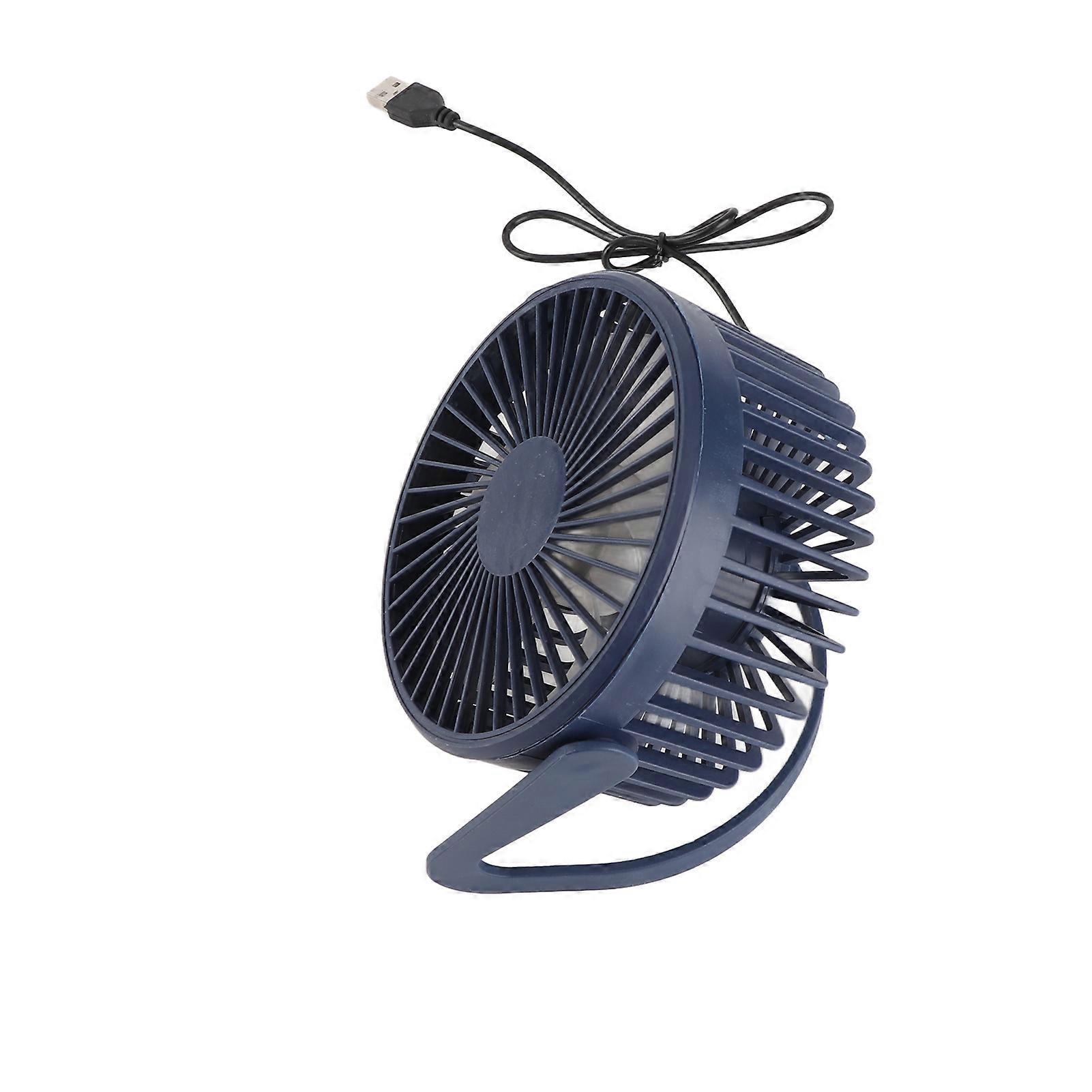 Mini Desk Fan 360 Degree Rotation Low Noise Brushless Motor USB Powered Portable Small Table Fan for Home Desktop Office Travel Dark Blue 