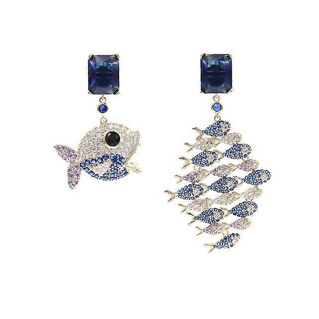 2022 Original Cute Fish Earrings for Female 925 Silver Needle Asymmetrical Drops Earing Fashion Cockta Jewelry Accessories