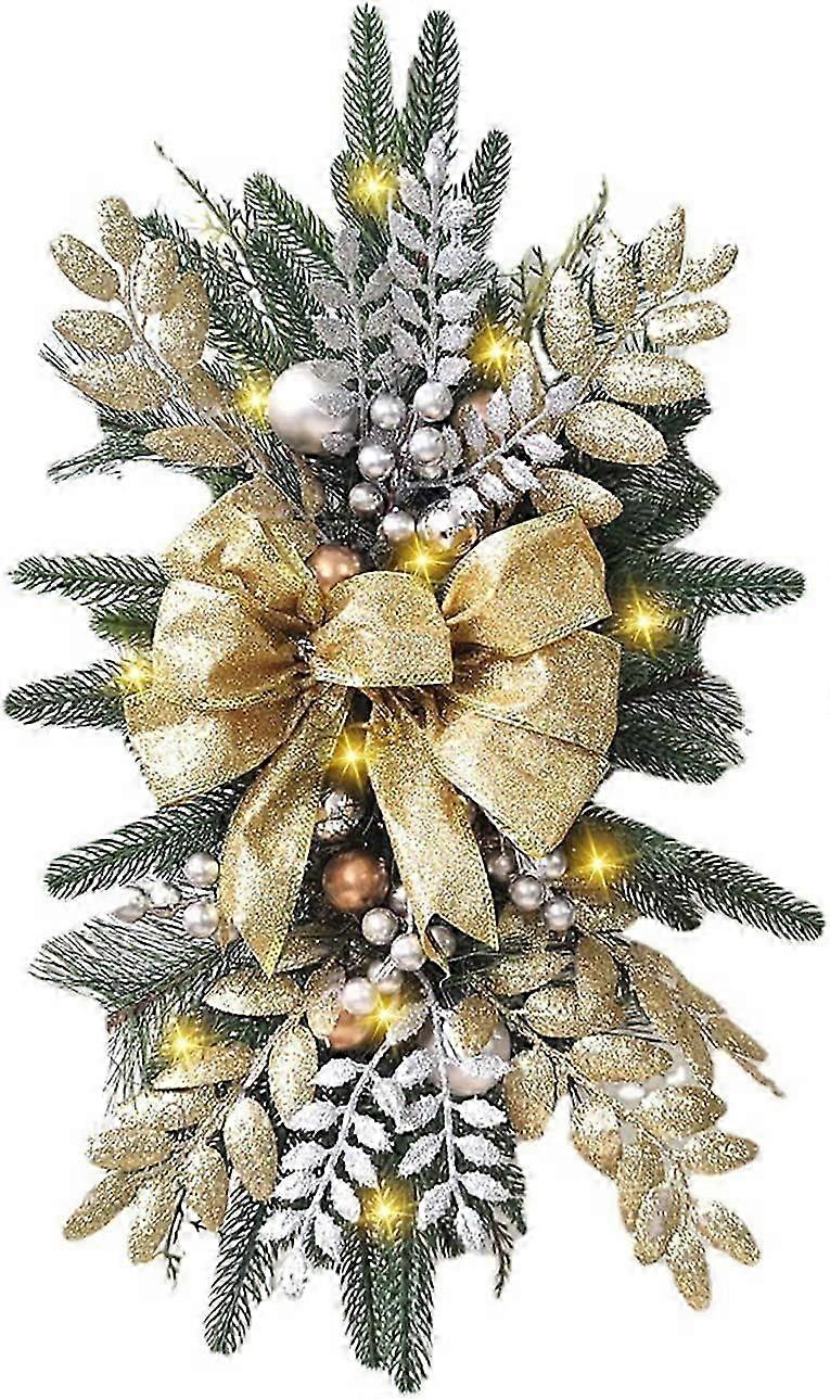 Cordless Prelit Stairway Swag