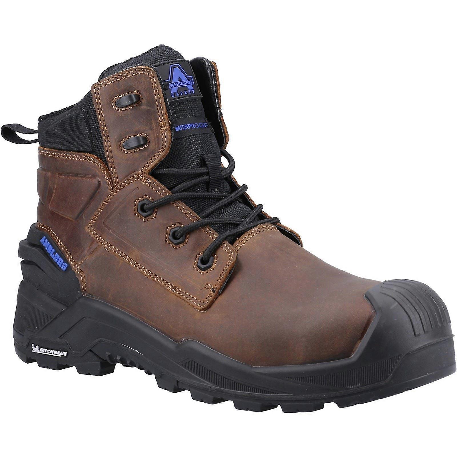Amblers Safety 980C 棕色皮革男士防水安全鞋-14