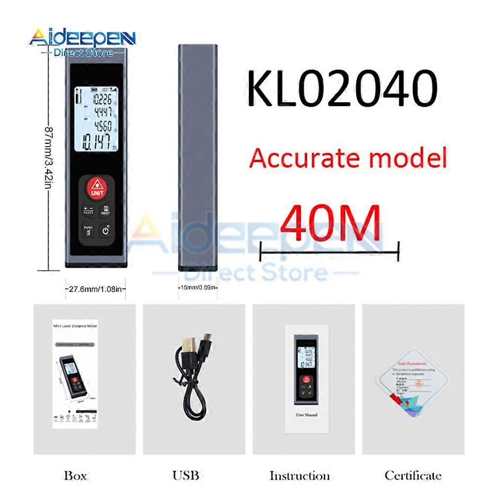 Laser Distance Meter Handheld Rangefinder Digital Distance Measuring Meter Indoor Rechargeable Electronic Device 40/60/80/100M