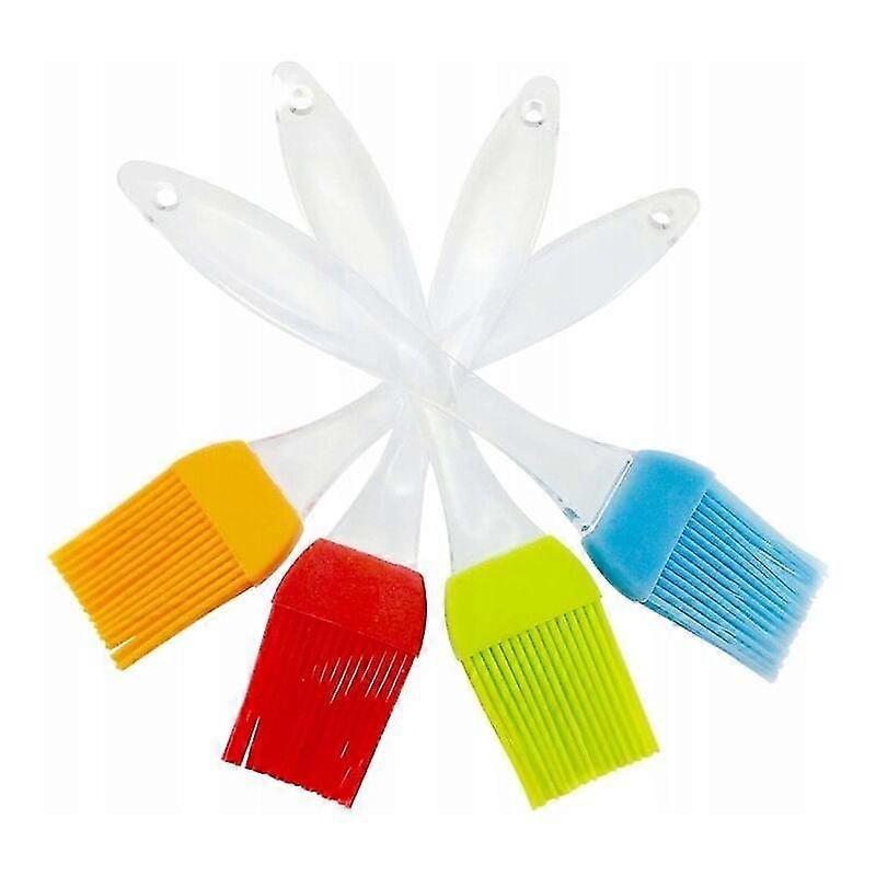 Transparent Handle Silicone Oil Brushes Small Size 21cm Length Set of 4 Assorted Colors