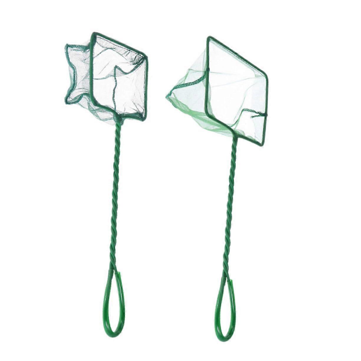 Green Plastic Fish Landing Net 2 Pack Fish Net for Aquariums Breeding Net Fishing Tool Practical Aquarium Supply