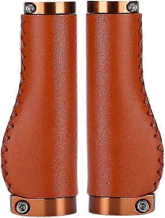 قبضة دراجة جلد مريح غير قابل للانزلاق المقود لدراجة MTB مقاس 22.2 مم جبل، بني