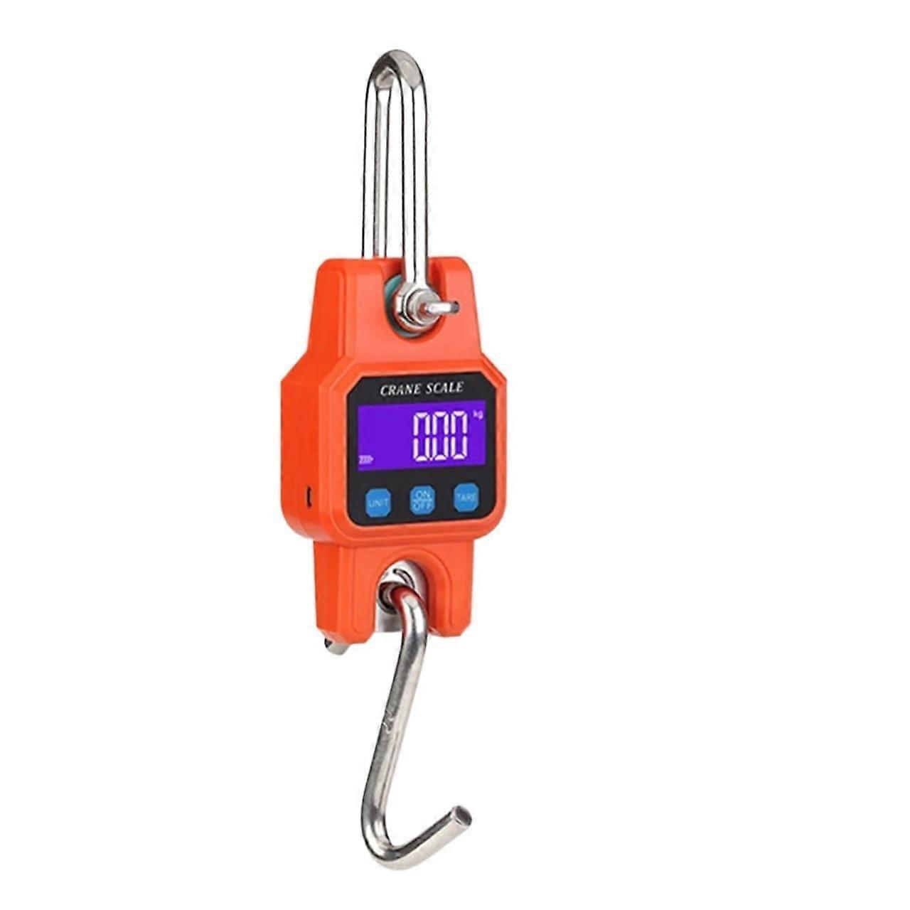 Industrial Scale 300kg/50g Compatible Crane Scale Rechargeable Hanging Hook Scales (Orange)