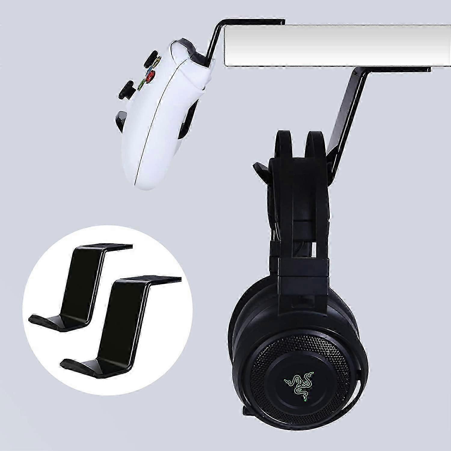 Under Desk Desktop Controller Holder Stand (2 Pack) For Xbox One Ps4 Ps5 Steam Switch Pc, Universal Gamepad Controller