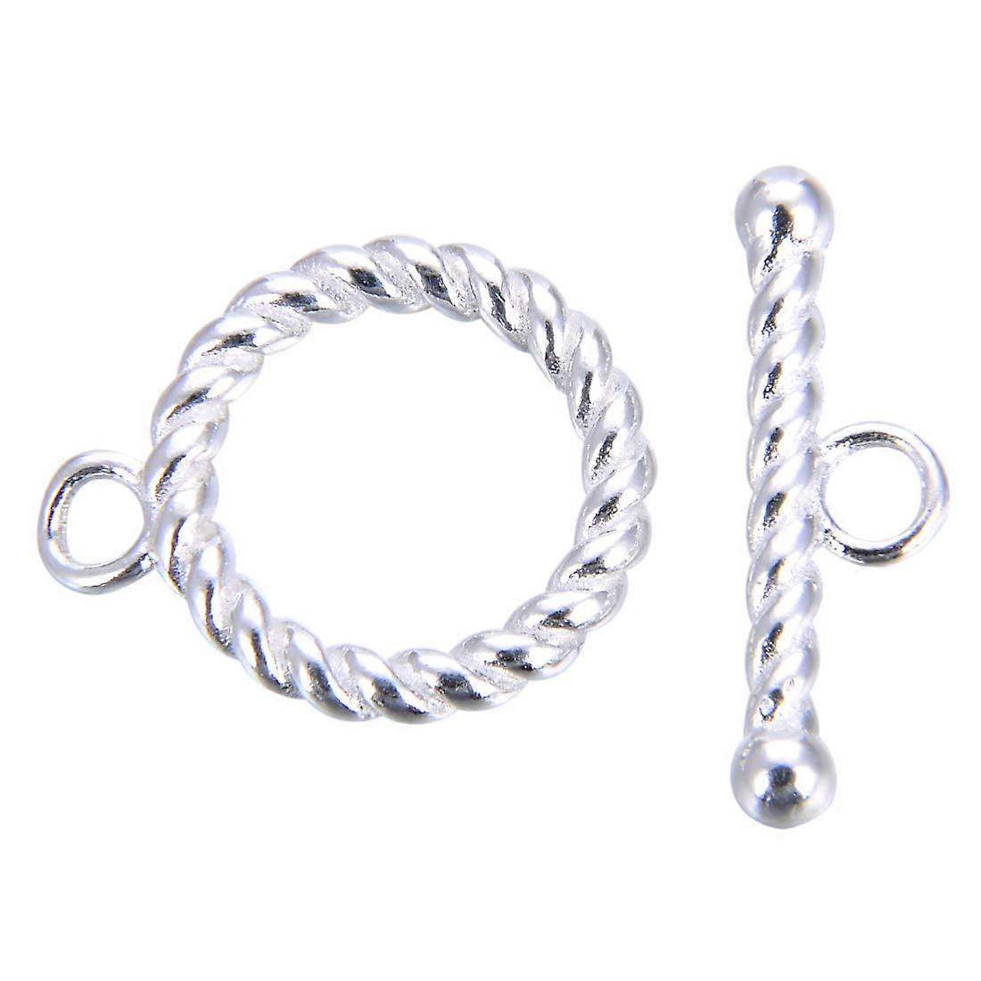 10 Sets 925 Silver Round Twisted Toggle Clasp 13mm Nickel Free SS397