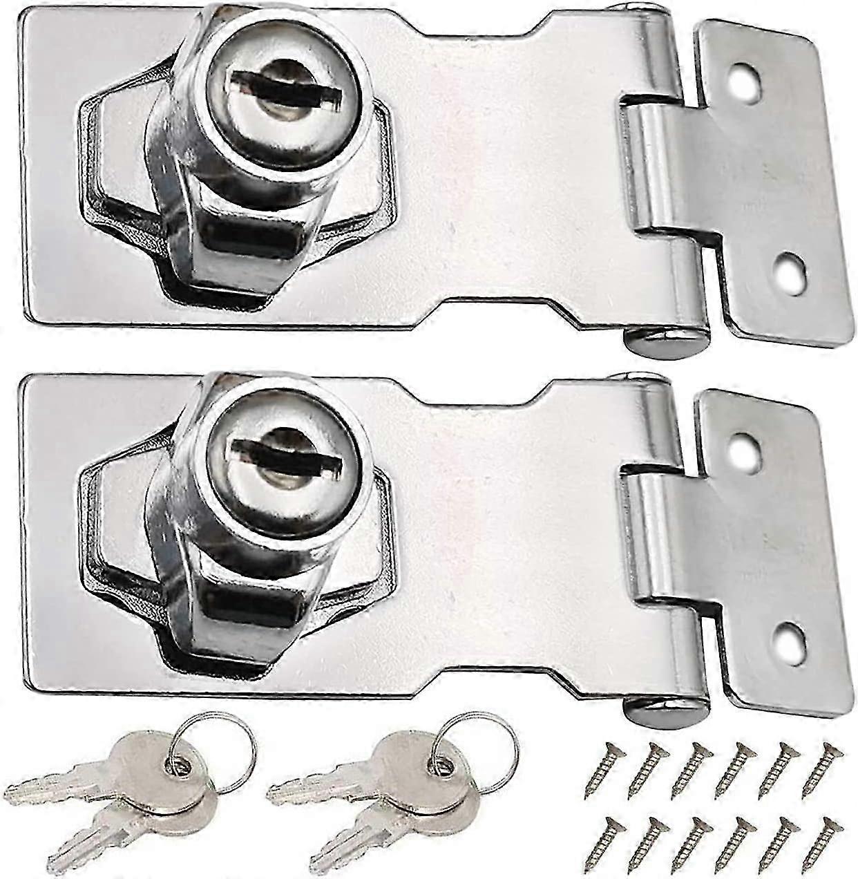 80mm Stainless Steel Locking Buckles with Padlocks and Keys for Secure Shed Cabinet and Box Door Latches