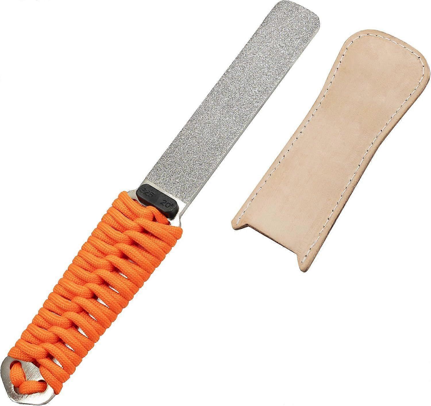 Knife sharpener, double-grain diamond sharpening stone, with strop, coarse 325/extra fine 1200 grit, for lawnmowers, axes, hatchets, shears, chisels,