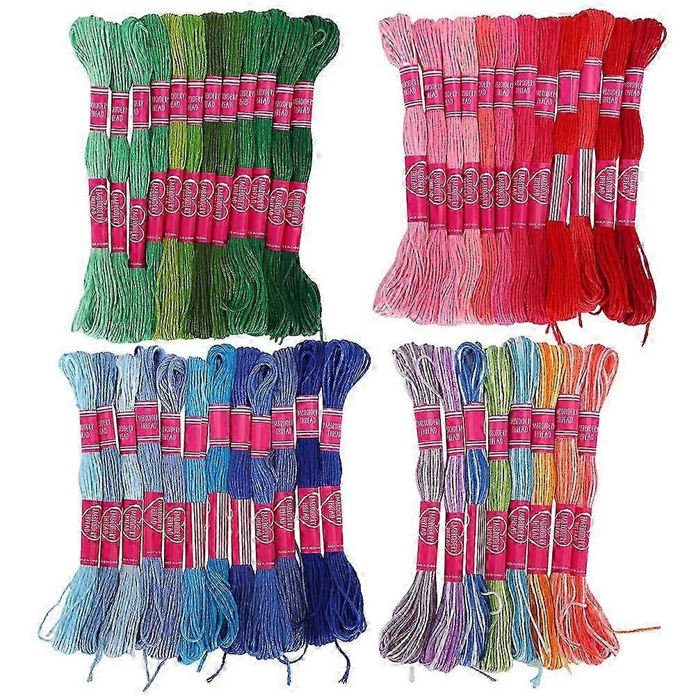 44Pcs Embroidery Thread CrossStitch Floss Gradient Color Polyester Cotton Skeins 8 Meter