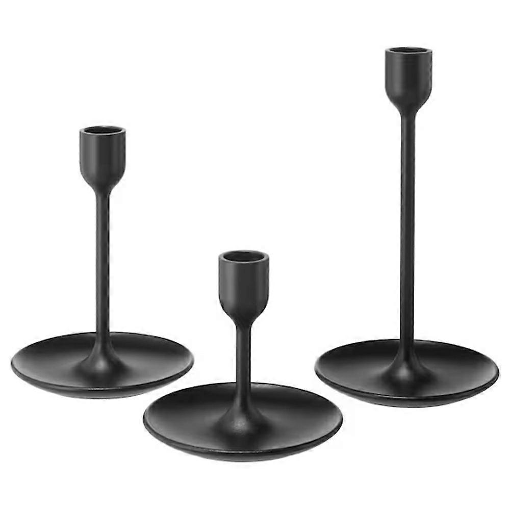 3Pcs Set Candle Holders Dining Table Bedroom Study Metal Minimalist Candlestick with Stable Base - B