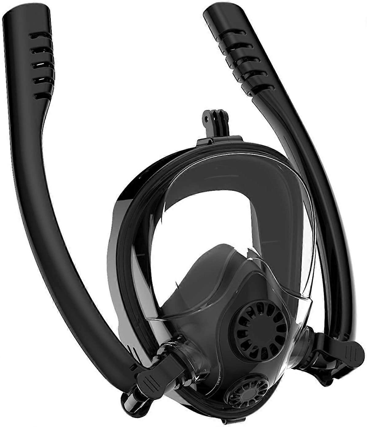 Full Face Snorkel Mask for Adults and Kids, Anti-Fog Diving Goggles with Swimming Snorkel, Black 3-S Size