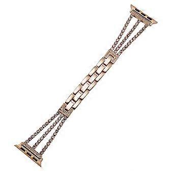 3 Rows Rhinestone Watch Strap Compatible For Apple Watch Series 9 8 7 41mm / 6 5 4 SE (2022) SE (2023) SE 40mm / 3 2 1 38mm Zinc A