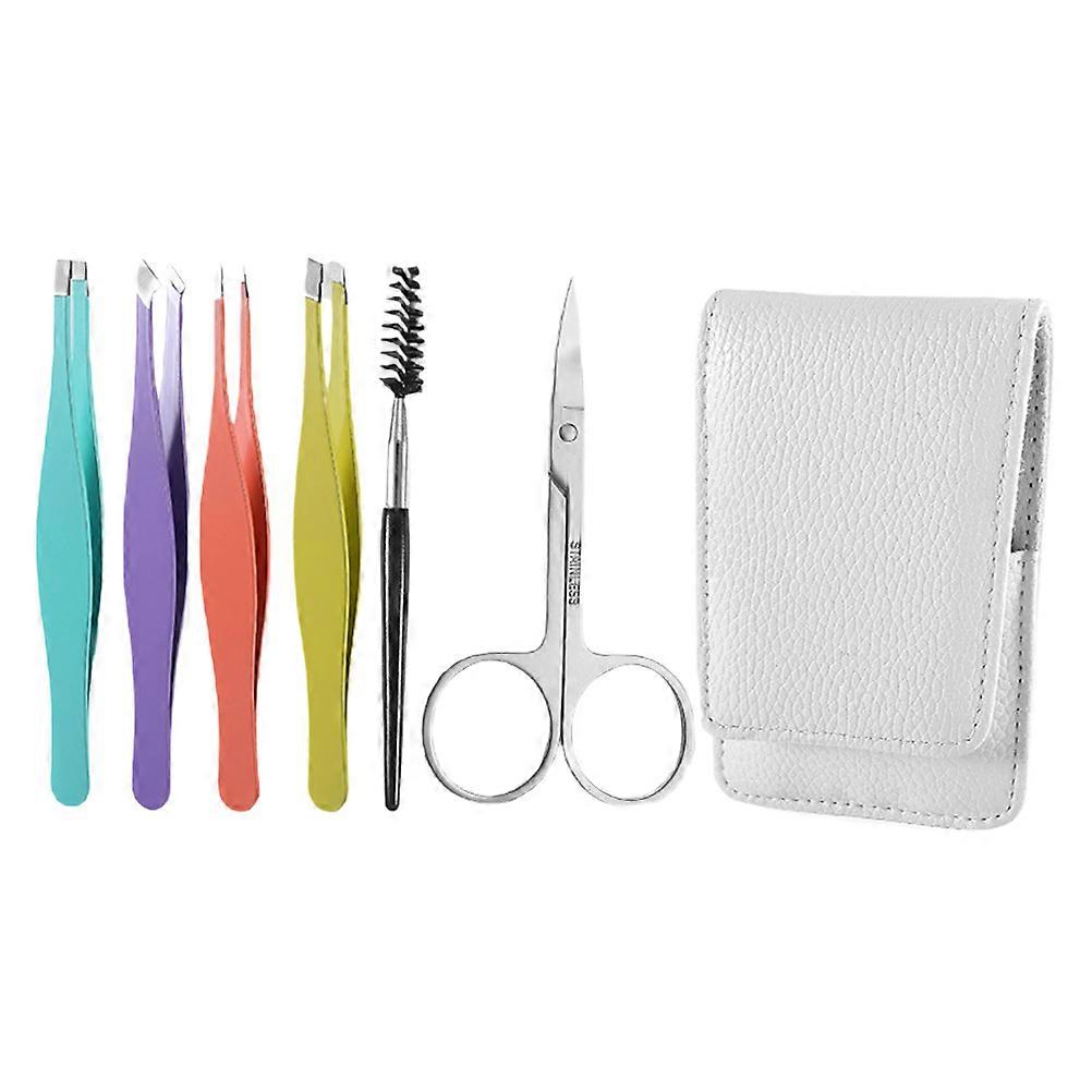 Portable Eyebrow Grooming Tools Set with Stainless Steel Tweezers Scissors for Home Use 1 Set