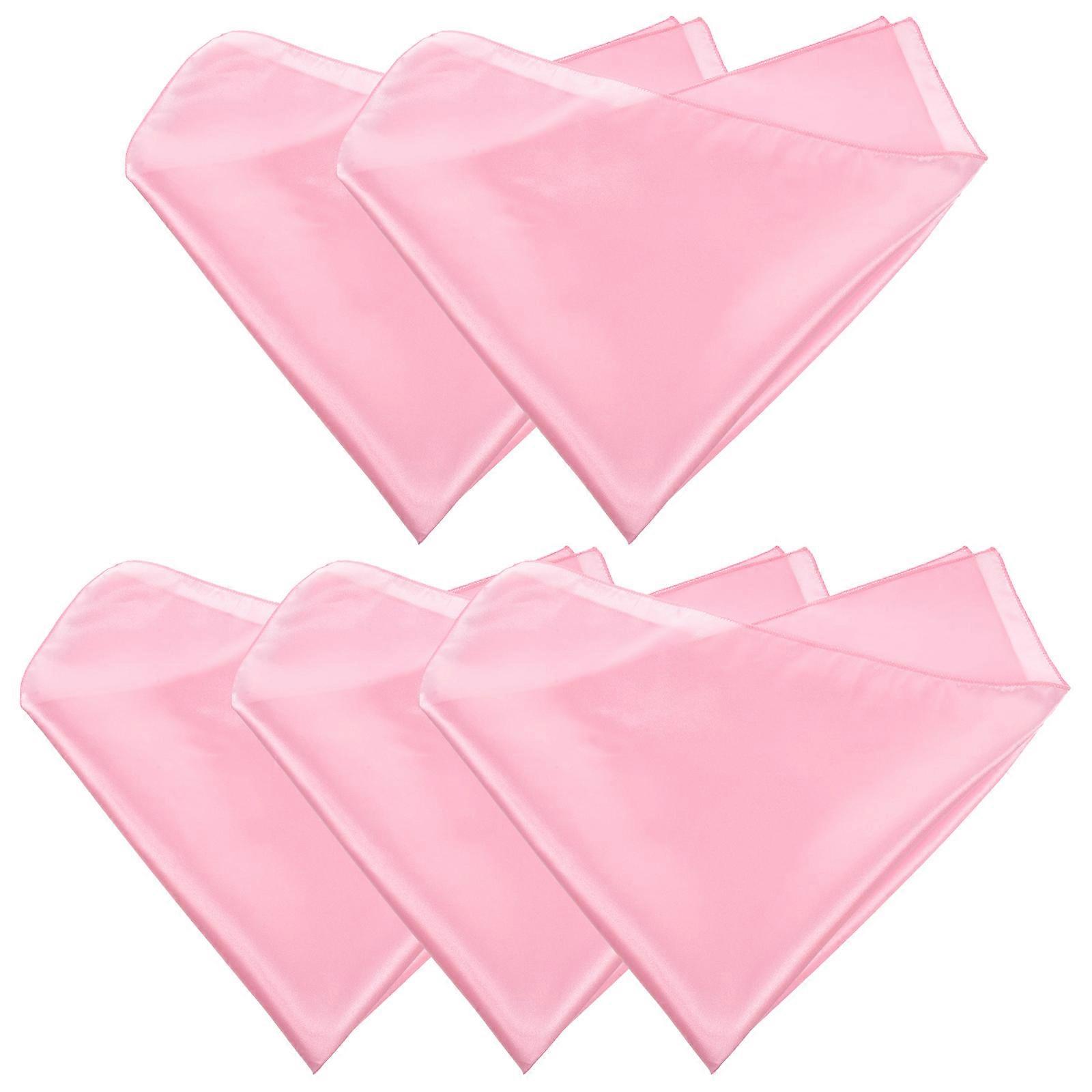 Table Napkins Square Shape Restaurant Use Satin Material Pink 43.00X42.00X0.10cm Water Absorption 5Pcs