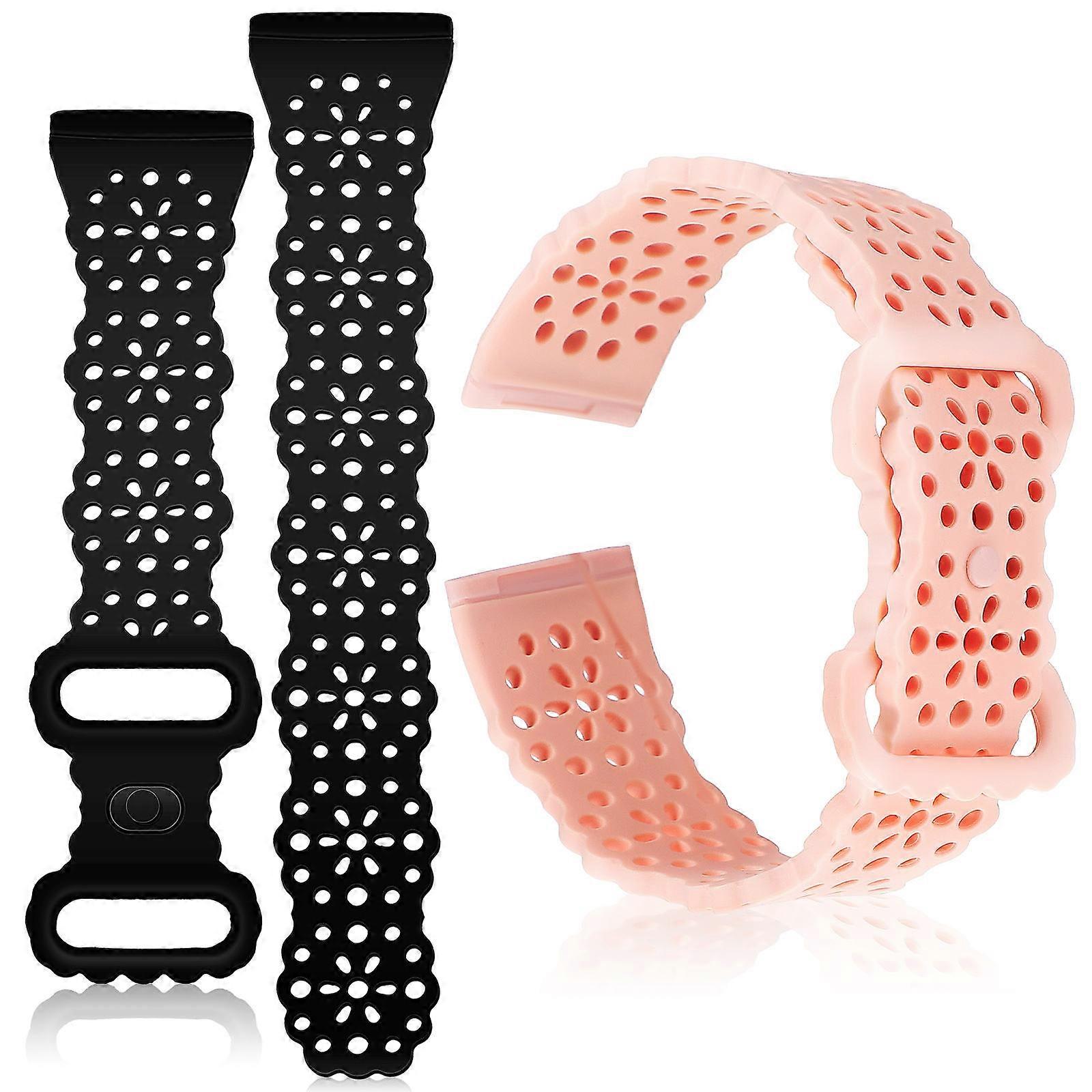 Supple Watch Band Replacement Compatible for Fitbit Assorted Color Wrist Circumference 5.5 to 8.7 Inches Waterproof 2Pcs