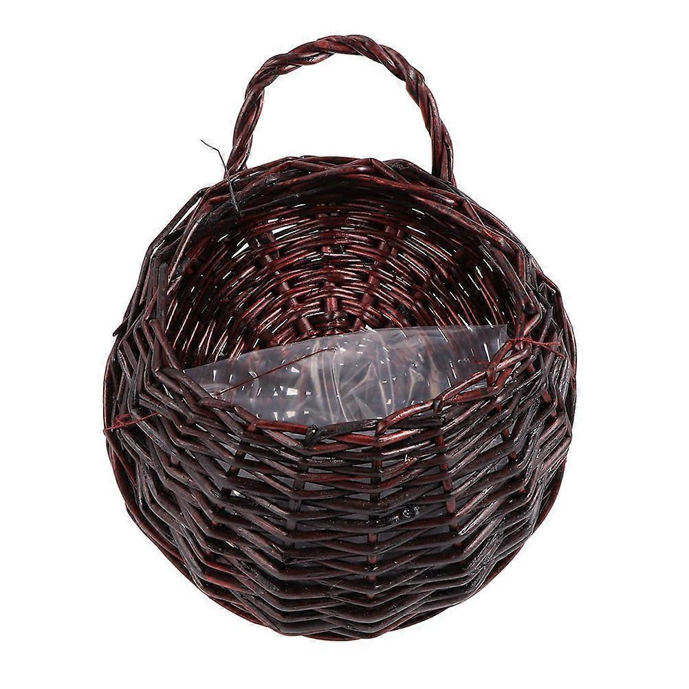 Woven Wicker Basket for Storage Use Coffee Color Synthetic Material 2 Pieces