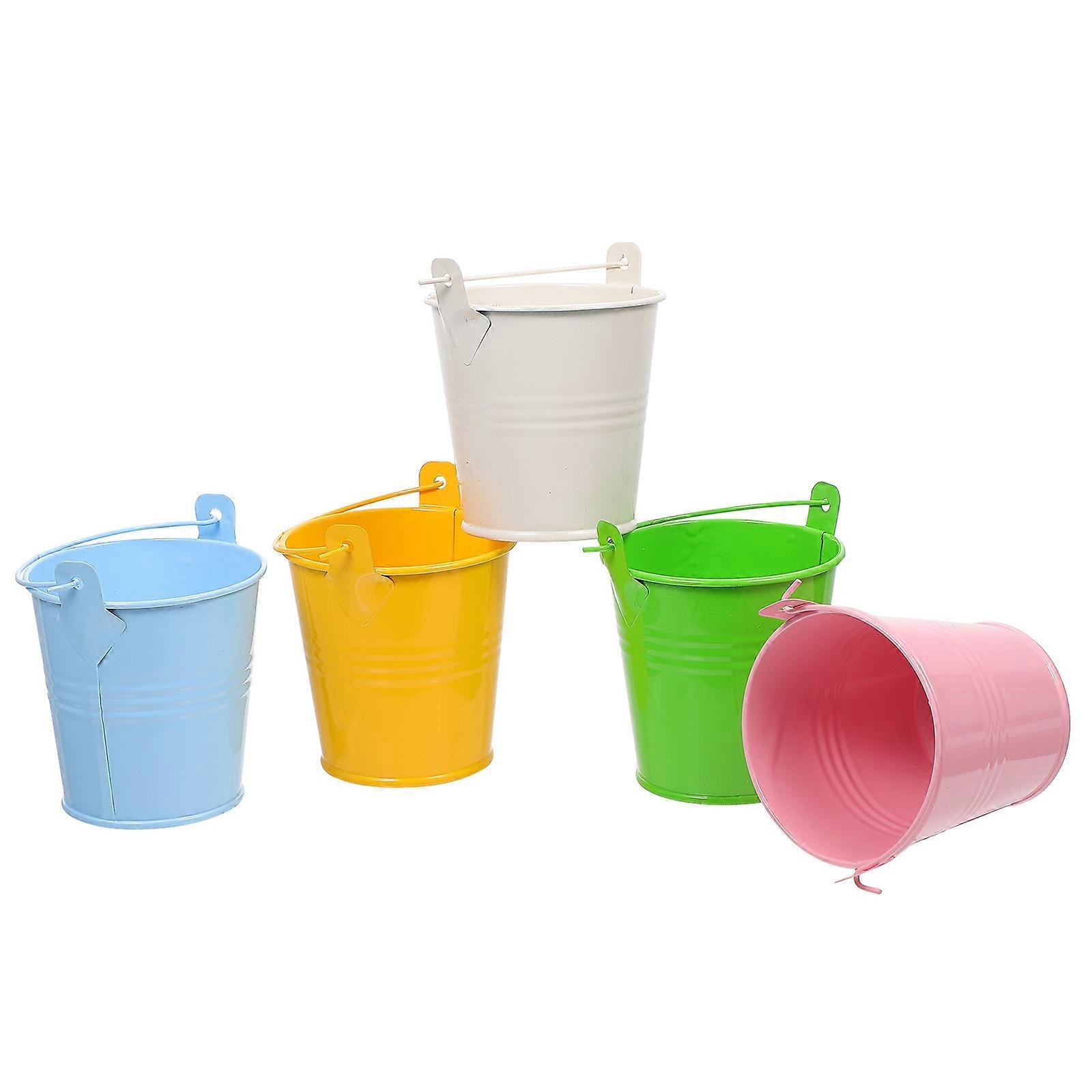 Modern Flower Bucket for Storage in Assorted Color Made of Durable Iron Sheet Perfect for Home Office and Gardening 5 Pieces