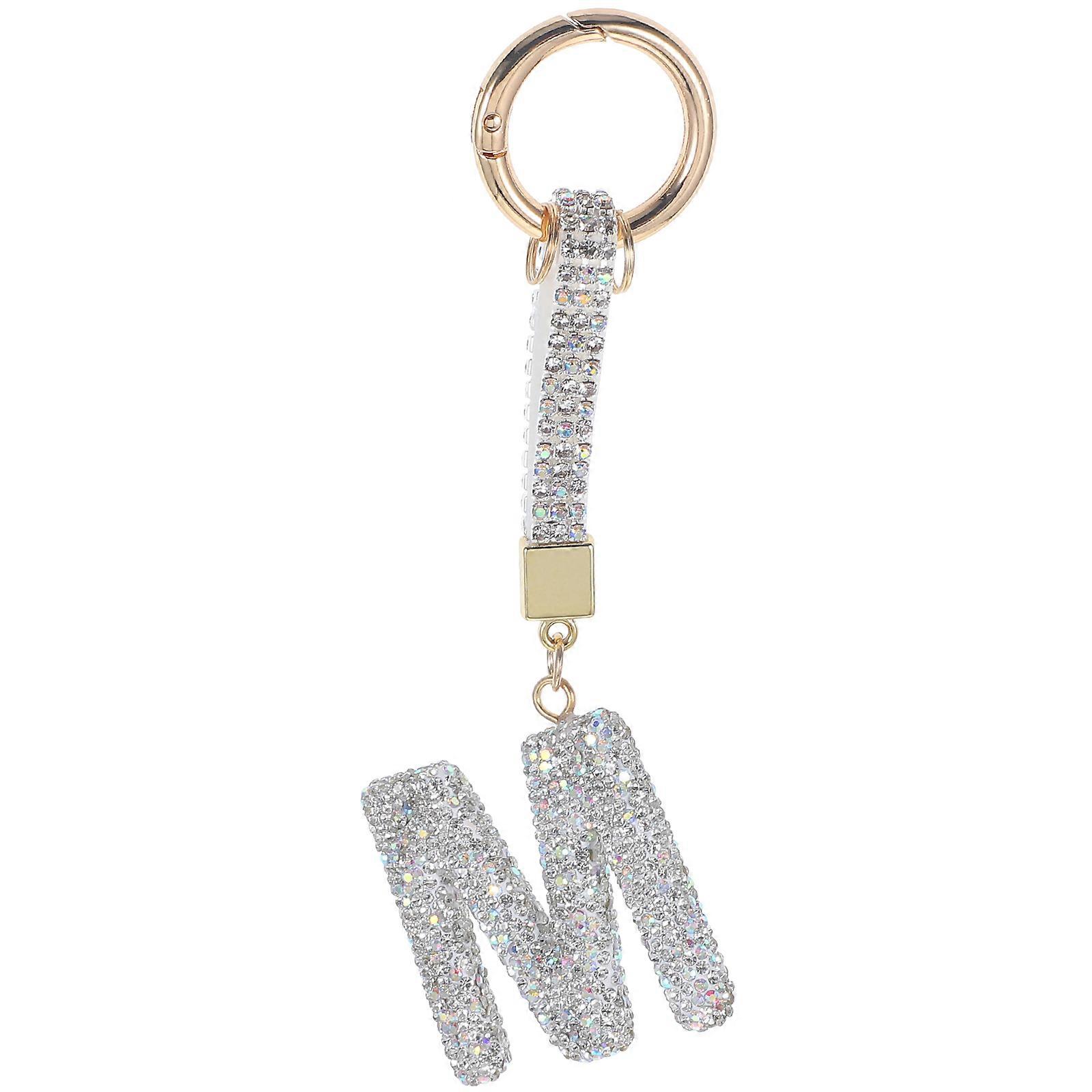 Initial Key Chain Letter Pendant Keychain Key Ring Bag Accessory Silver Color Round Shape 1Set