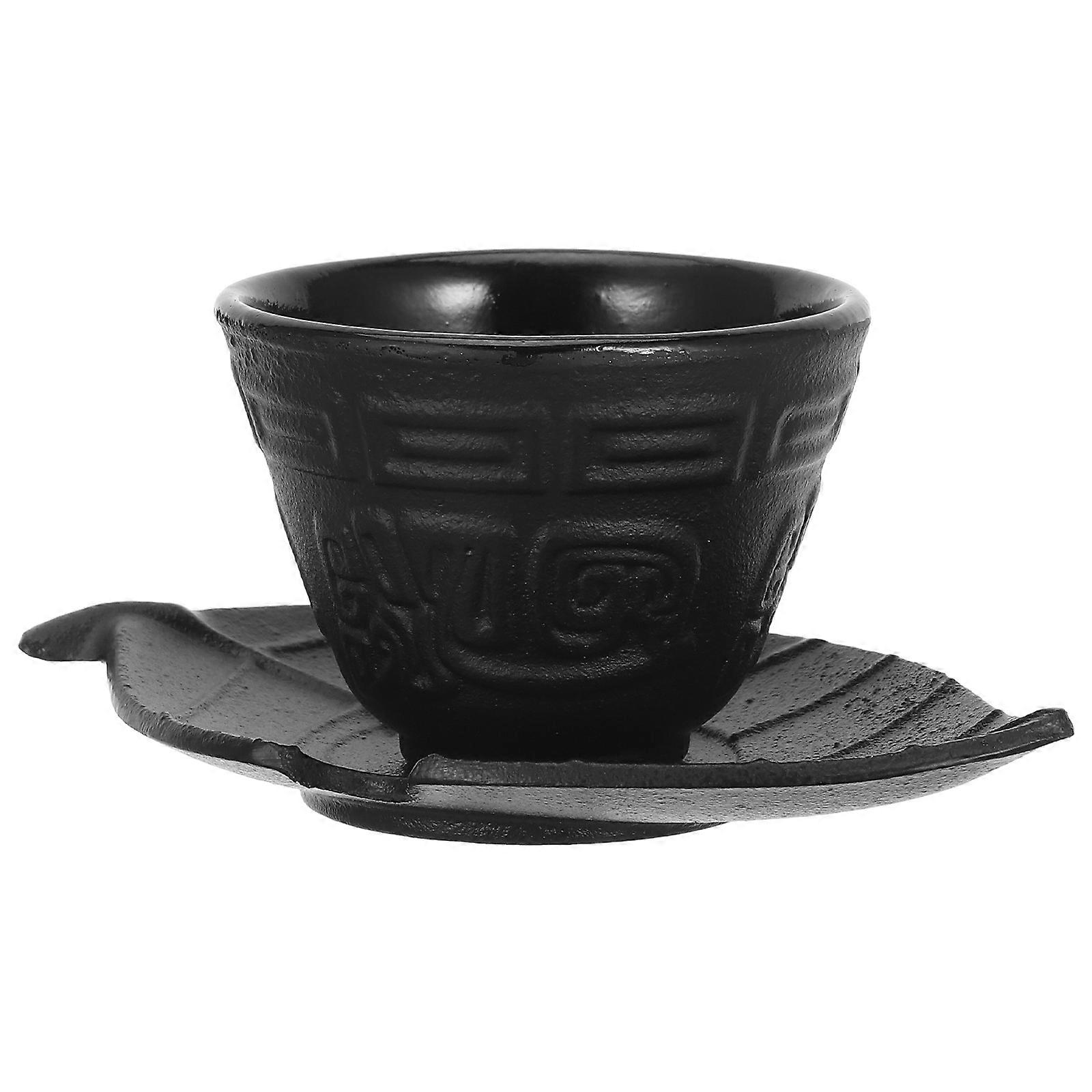 Iron Material Tea Cup Saucer Set Tea Drinking Experience 1Set