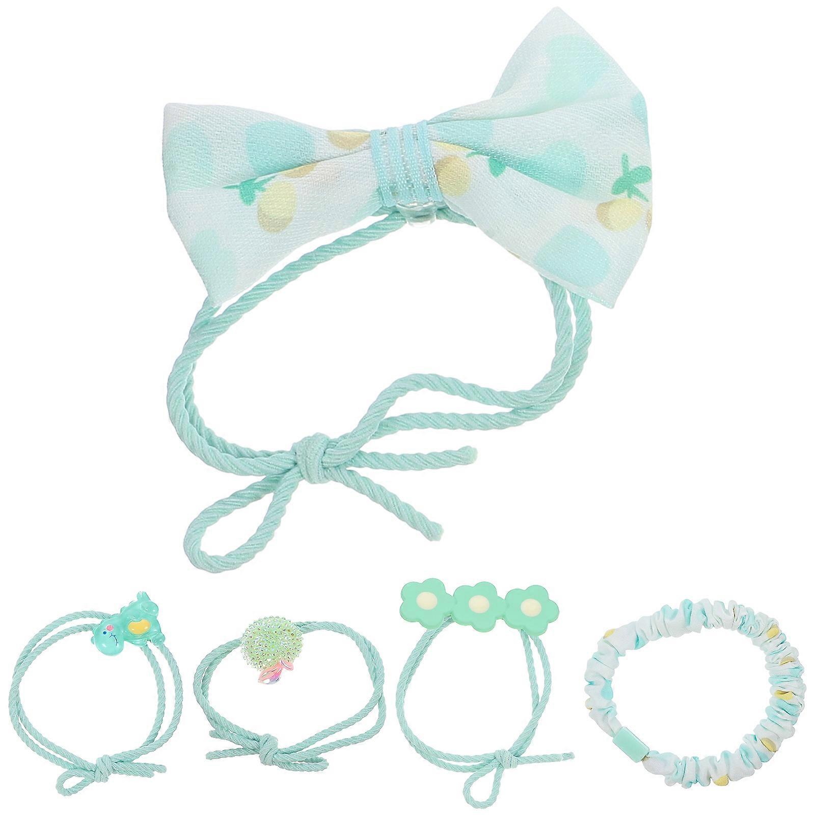 Girls Hair Ropes Elastic Cute Design Bow Shape 5Pcs