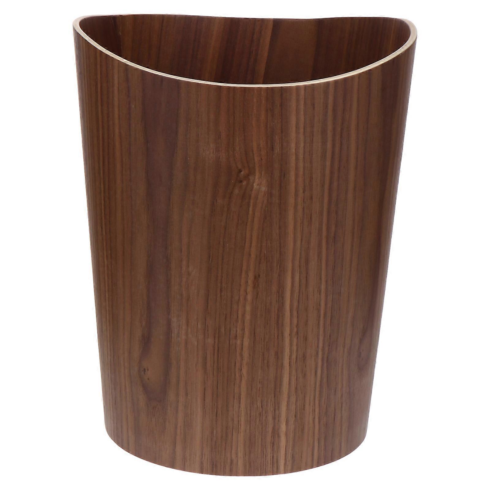 Nordic Style Trash Can with Strong Bearing Capacity for Storage Coffee Color Synthetic Material 1Pc