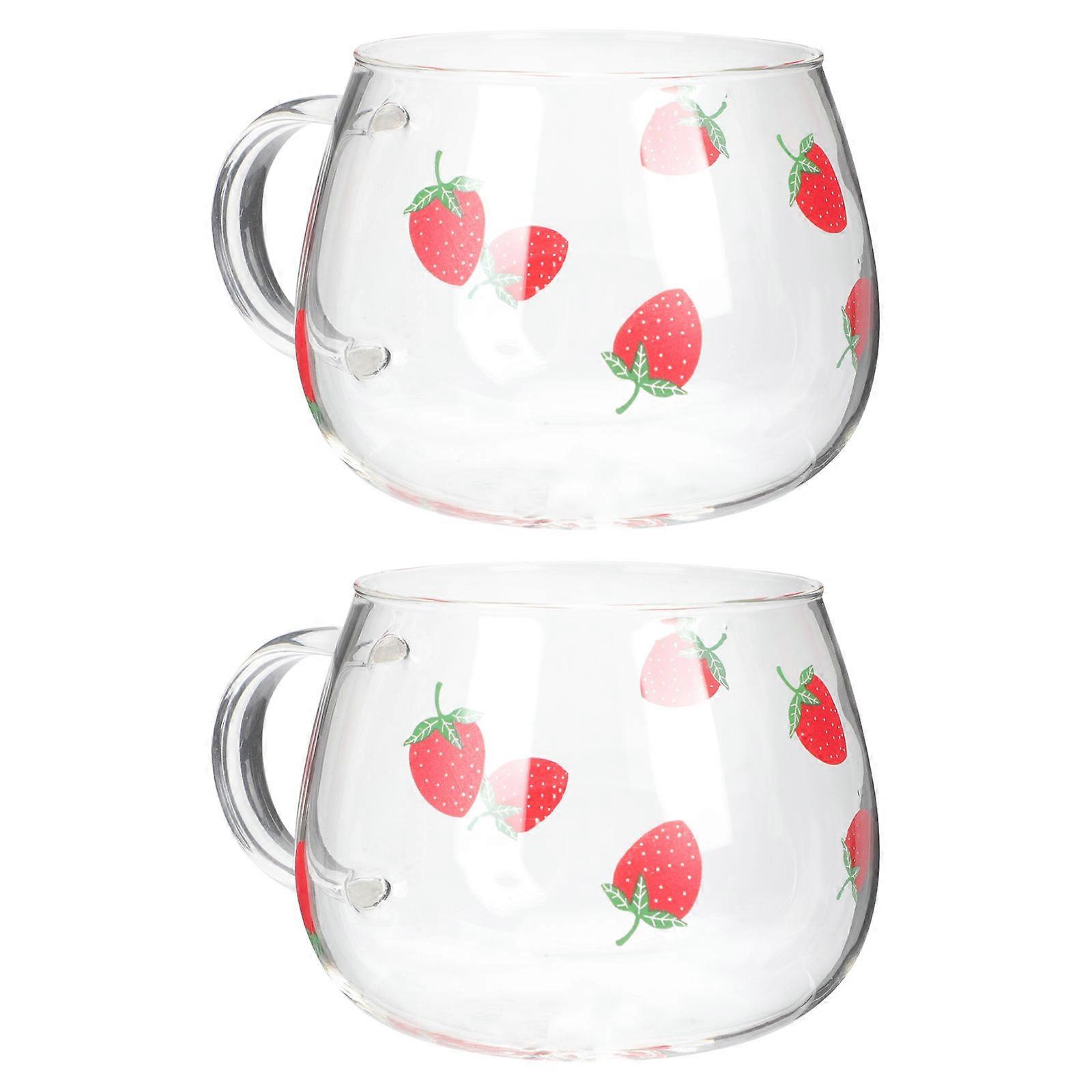Strawberry Drinking Cup Water Containers Home Use Material 2Pcs