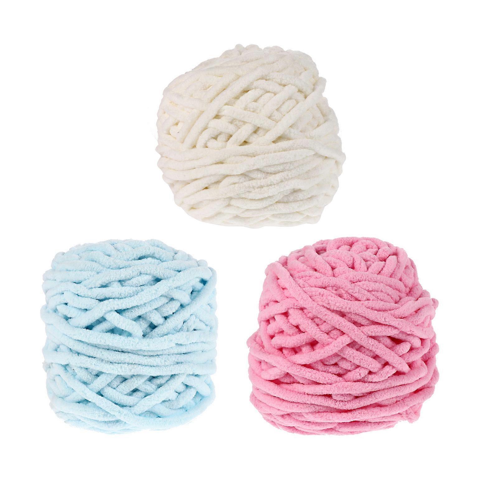 3 Pcs Soft Cotton Yarn Set for DIY Knitting Crafts Durable Yarn for Sweaters, Scarves, Hats, and Accessories Assorted Colors Including Pink