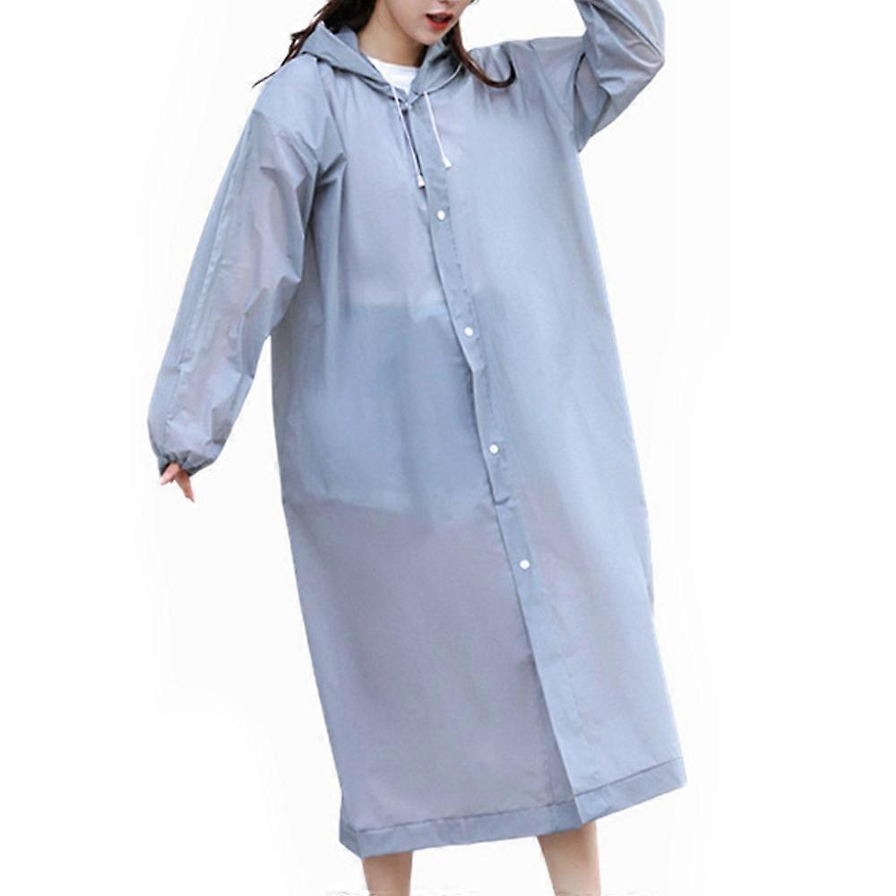 Ponchos For Adults Reusable, 2 Pcs Raincoats Emergency For Women Men With Hood And Drawstring-Grey