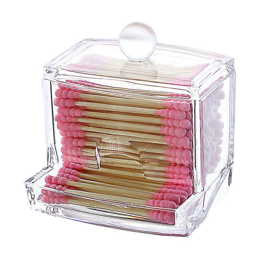 Square Cotton Pad Holder Creative Desktop Use Women Rectangular Clear 9.5cm x 7.5cm x 9.8cm Organizing 1Pcs