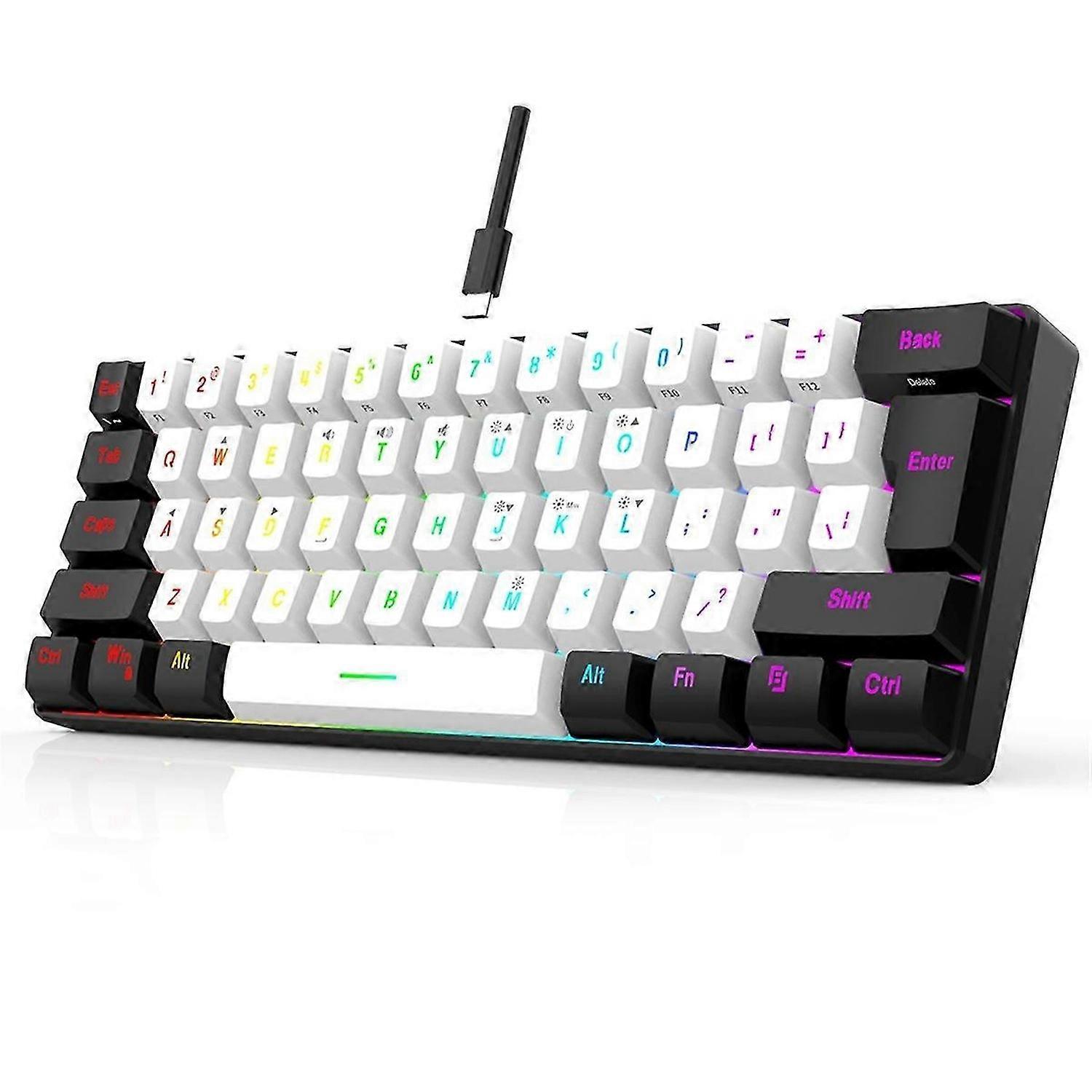 USB Wired Keyboard for Laptop Office Business Desktop Home 61Keys RGB Backlit Computer/MAC Game Keyb
