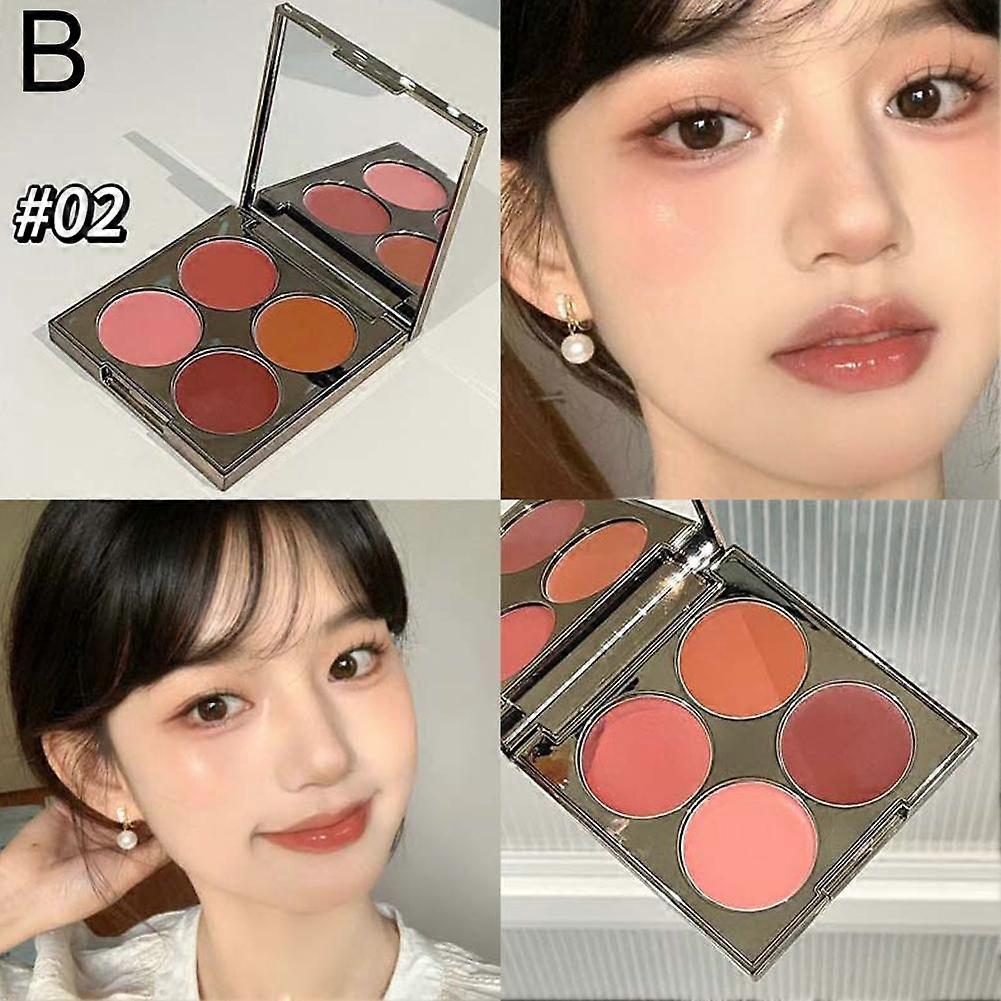4 Farver Makeup Langtidsholdbar Mat Blush Rouge Pulver Pr #02 8g