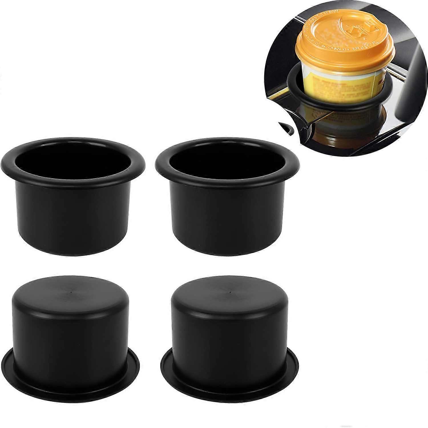 4 x (inner diameter: 8.5 cm) plastic cup holders, drink holders, black