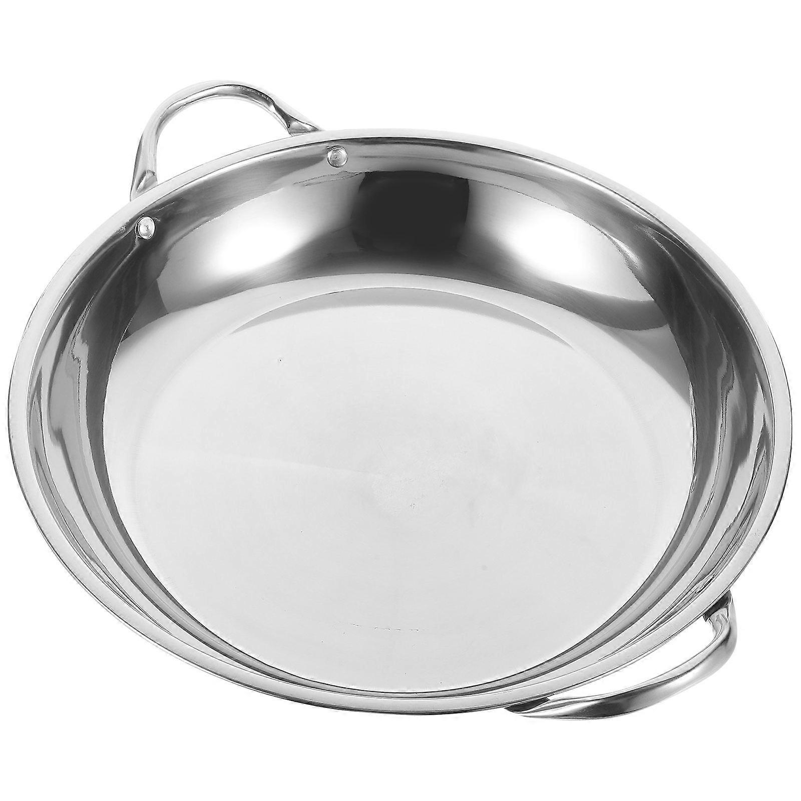 Here's a well structured product description and key information for the **Double Handle Stainless Steel Wok Pot Flat Bottom Cooking Pan**:
###