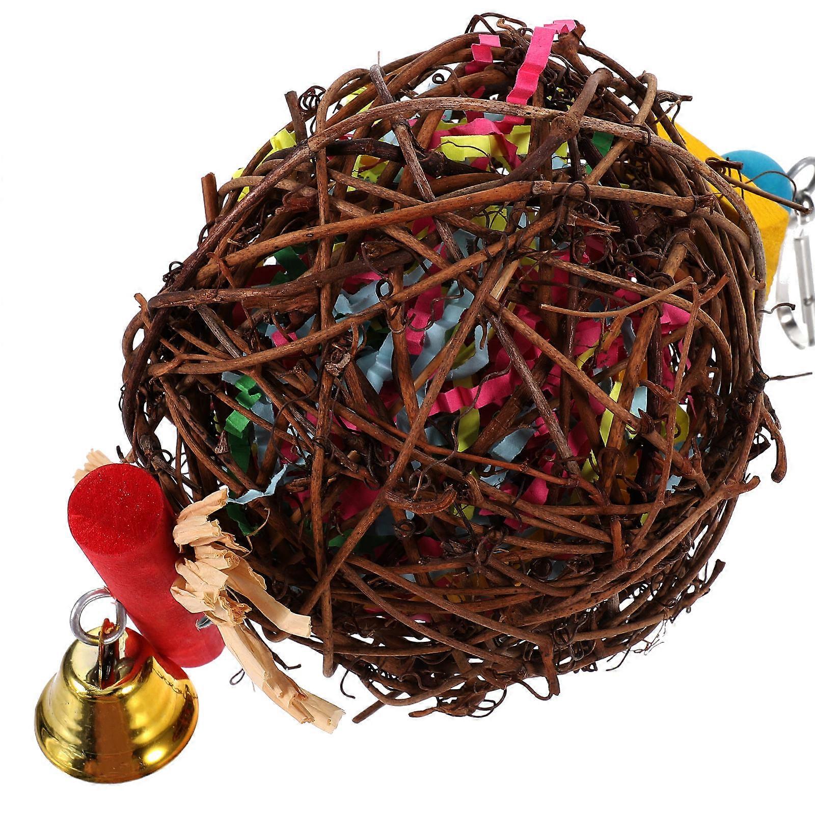 Parrot Hanging Swing Toy Bird Parrot Swing Chewing Ball Toy For Parrot Parakeet Small and Medium-Sized Birds Colorful 1 Piece