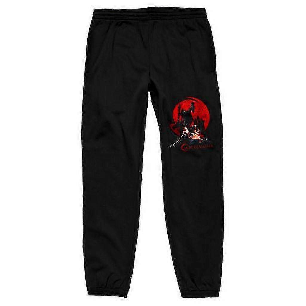 Men's Black Sweatpants Featuring Characters from a Popular Game - Medium