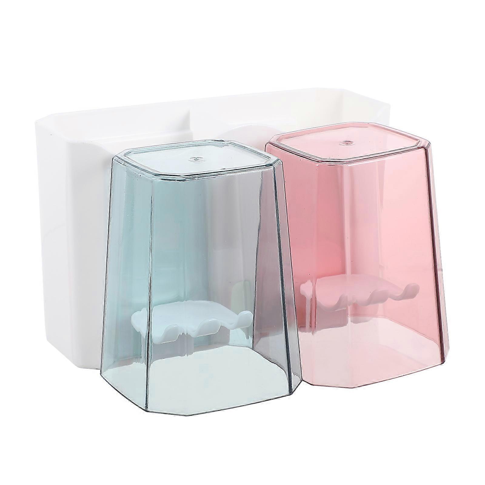 Wall Mug -Mounted Storage Rack Bathroom Organization Minimalist Rectangular 15.5x10cm Hygiene Maintenance 1Set