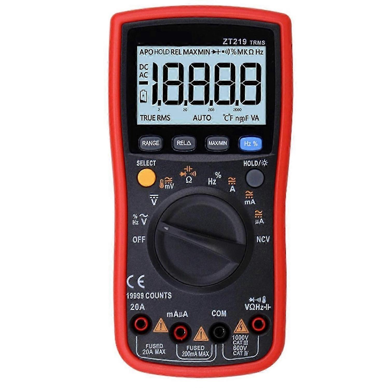 ZT219 Digital Multimeter 19999 Counts True RMS Automotive Electrical Transistor Capacitor NCV Tester