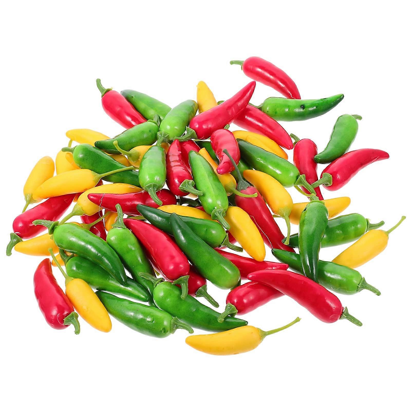 Pepper Set with 60 Chili Models Artificial Vegetable Props for Photography and Decoration