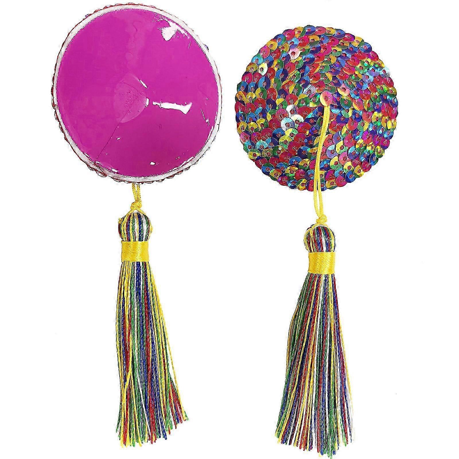 Femmes Mamelon Couverture Coloré Paillettes Pâtés Réutilisables Glands Poitrine Autocollants Poitrine Couverture Adhésif Poitrine Soutien-gorge Pad Cadeau rond coloré sequi