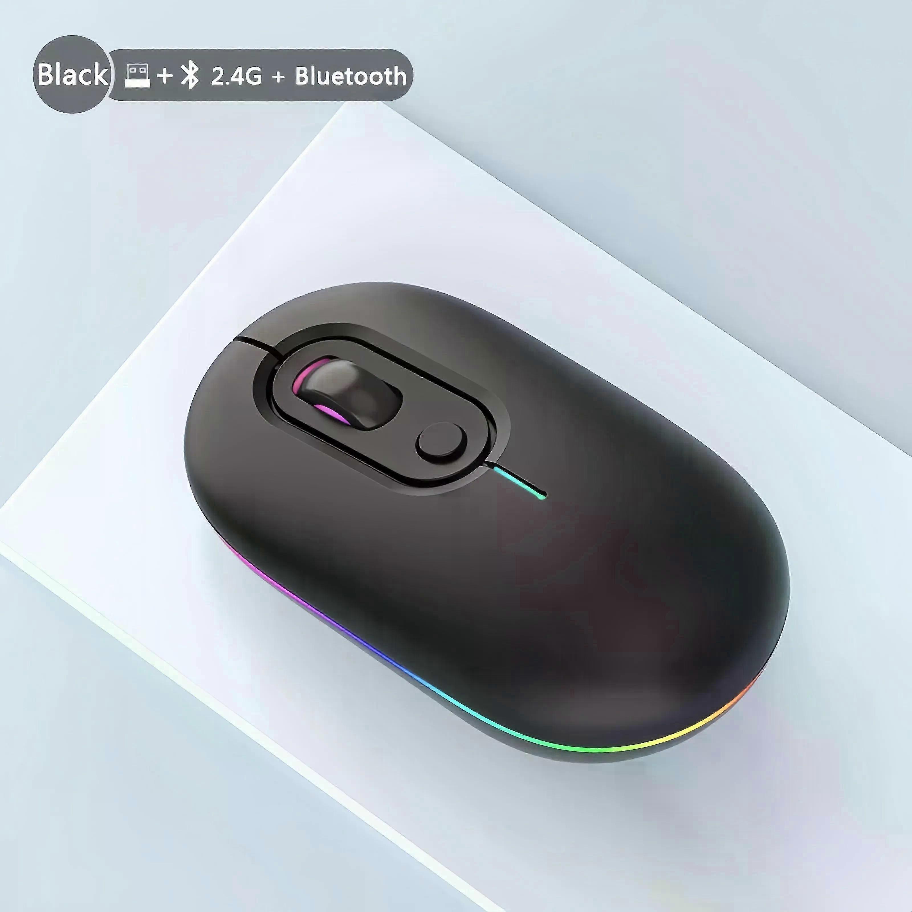 RGB Bluetooth 5.2 Dual-Mode 2.4G Wireless Rechargeable Silent Gaming Mouse for Laptop and Tablet
