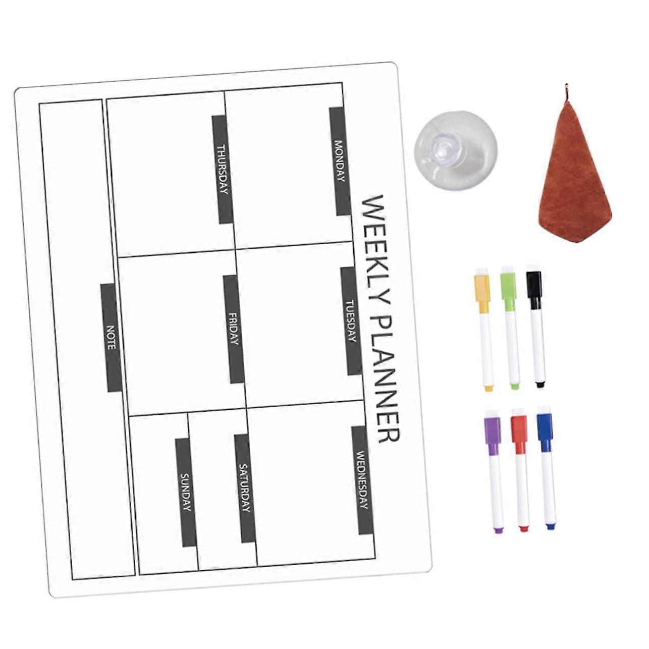 1Satz Magnetische Schreibtafel For Refrigerator Erasable Planning Board For Notes And Markers Included With Suction Cup