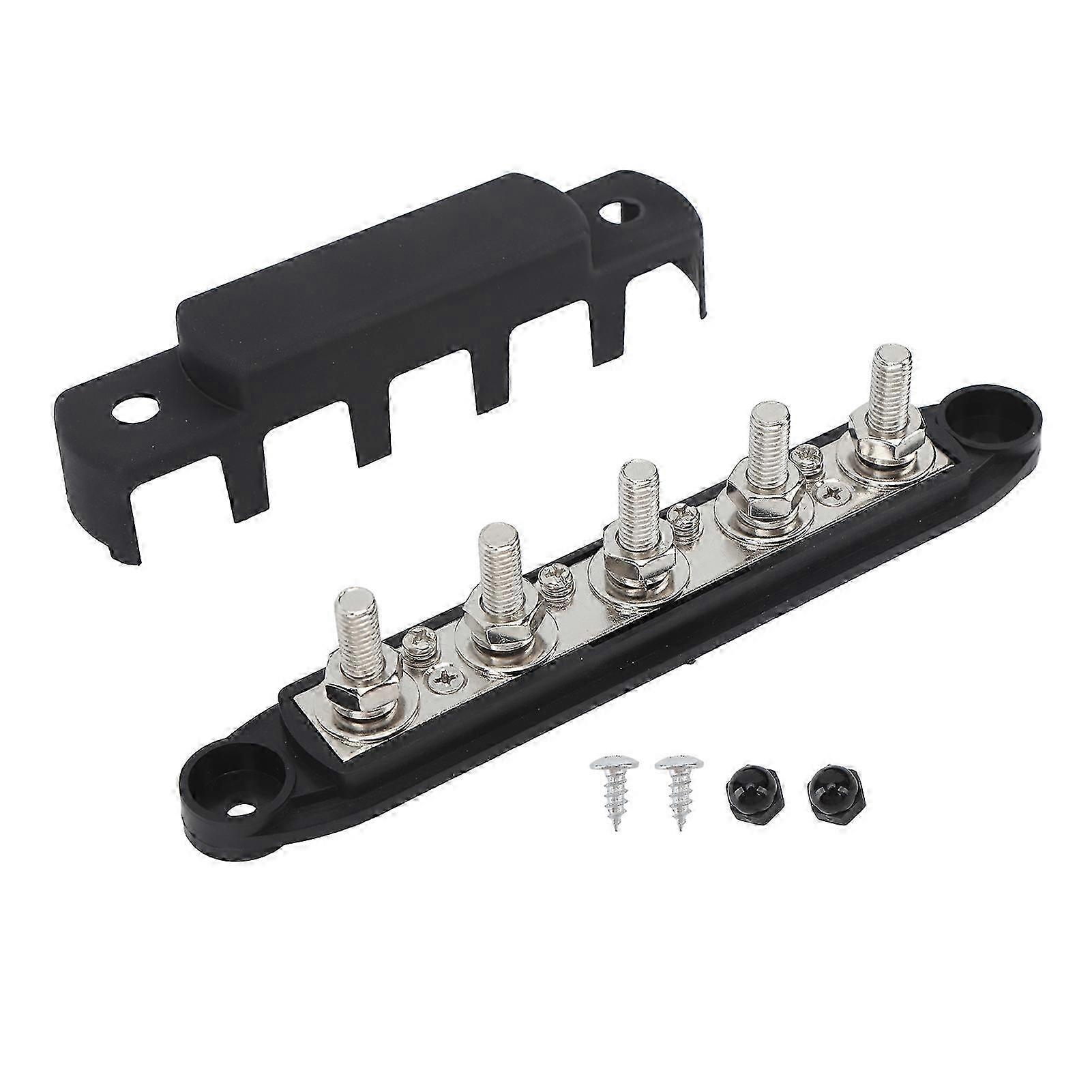 High Current Battery Bus Bar DC12V to 48V 250A M8 Distribution Terminal Block for Cars RVs Ships Yachts Black