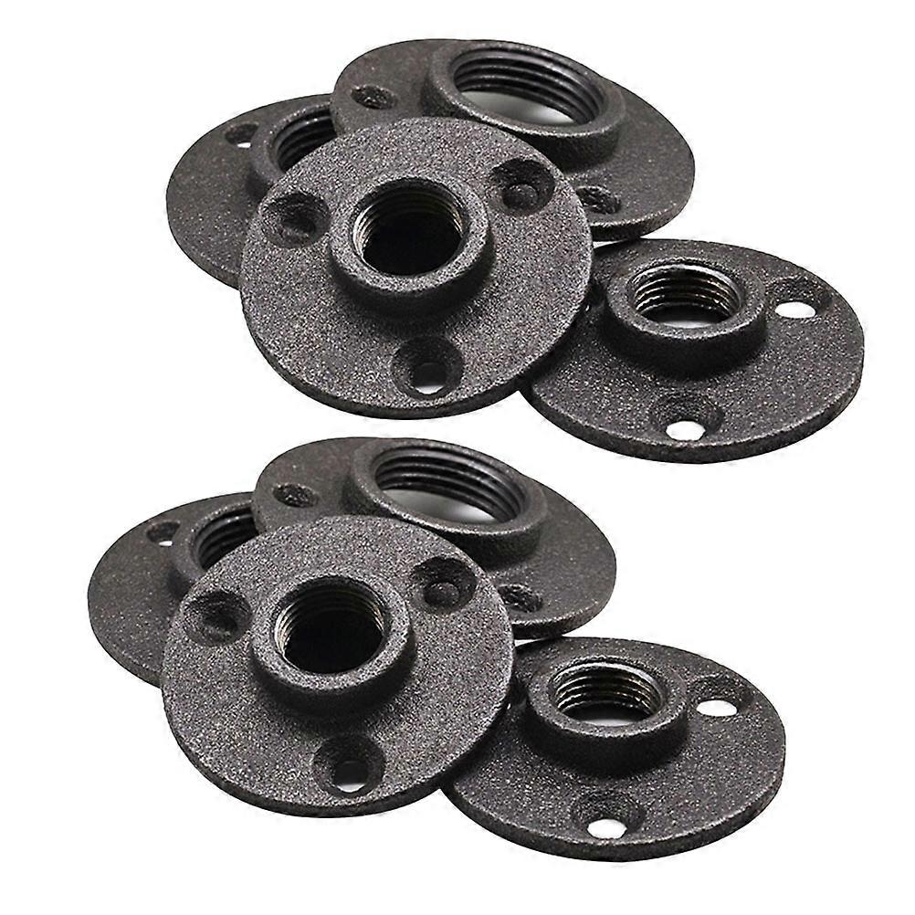 10 Pack Malleable Iron Threaded Floor Flanges for Wall Mounted Industrial Pipe Fittings – Grey Base Connectors for Shelving & Curtain Rails