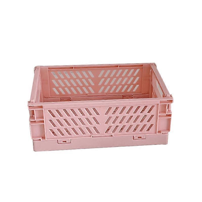 Student Desktop Organizer Folding Plastic Storage Box, Size: Small (Pink)