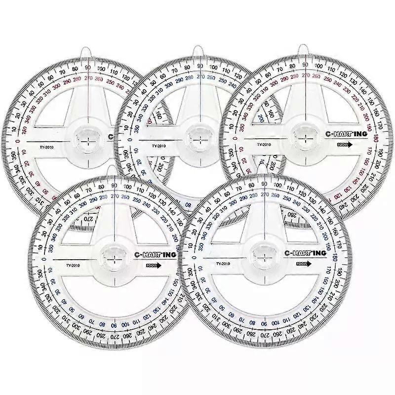 5pcs 360 Plastic Protractor Math Protractors Clear Protractor Ruler Drafting Tools Circle Protractor for Geometry